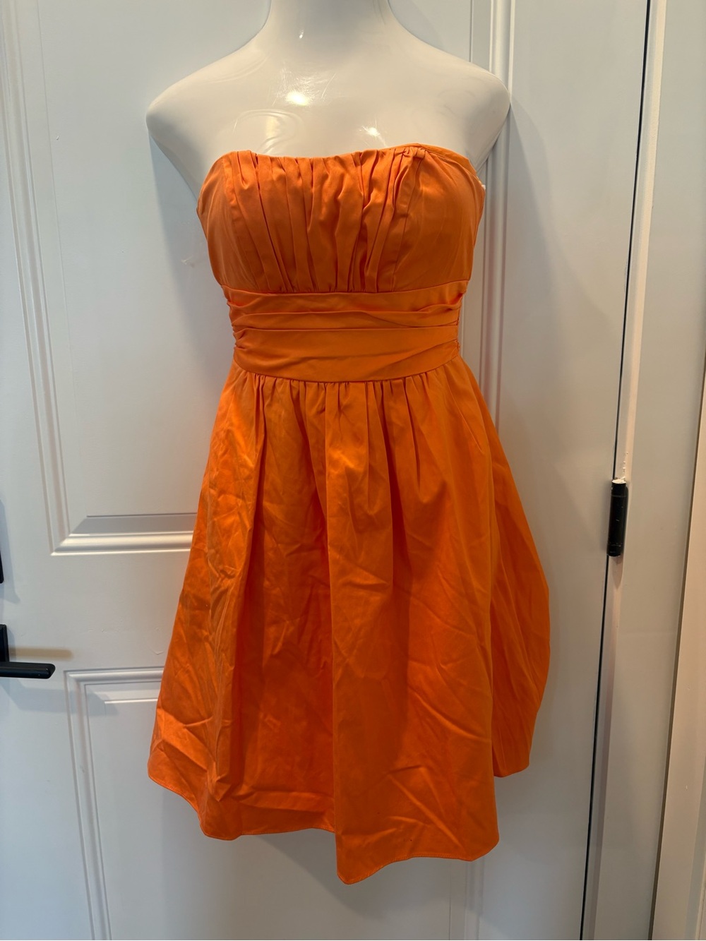 David's Bridal Strapless Orange Cocktail Dress